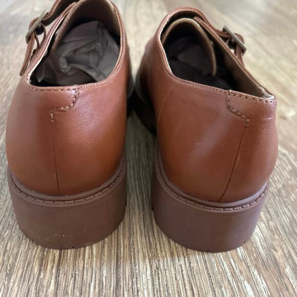 Seychelles Brown Leather Catch Me Lug Sole Platform Chunky Buckle Loafers 9.5 - Picture 5 of 11